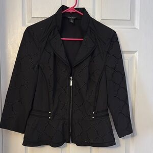 White House Black Market Black Tailored Blazer with Notched Collar